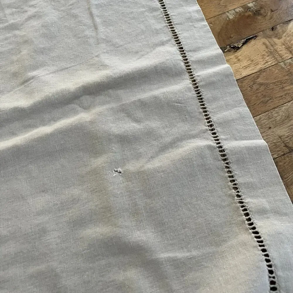 Tan Linen Cotton Blend Tablecloth 47